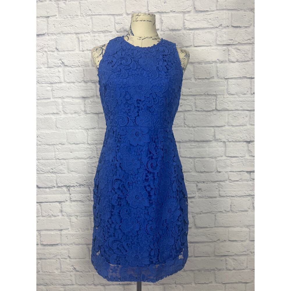 J Crew Collection New With Tags Evening/ Cocktail Blue Lace Eyelet Sheath Dress